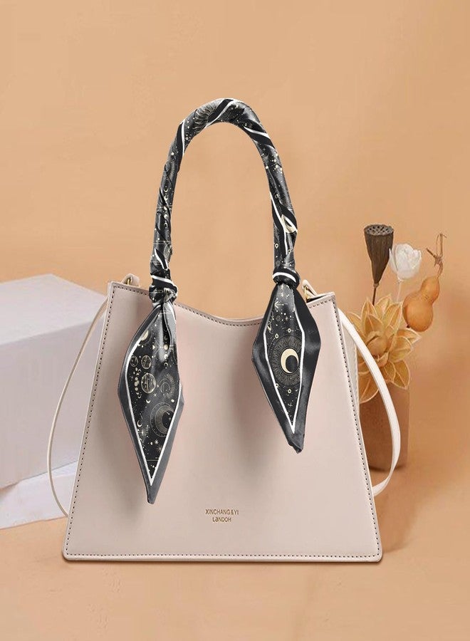 BHAHB Hair Head Scarf Silk Feeling Long Satin Neck Scarves for Handbag Cute Aesthetic Decoration Women Girls 59 * 6.7''-Moon Star - Image 4